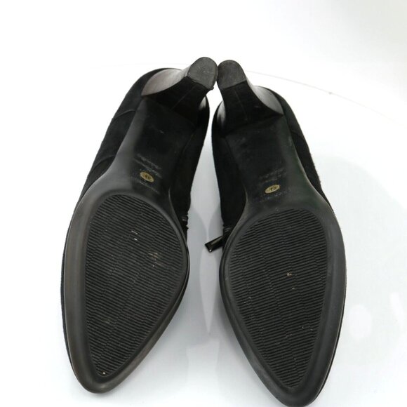 Aquatallia Womens Boot Size 8.5 Waterproof Black Suede Block Heel Bootie Shootie - Picture 10 of 12